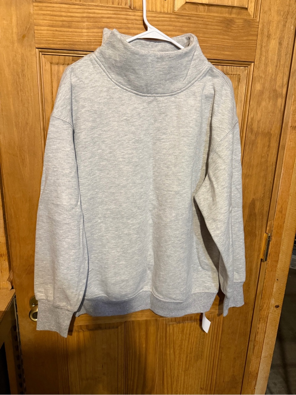 Cozy Light Gray Mock Neck Sweatshirt